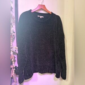Sears Black Chenille Crewneck Sweater